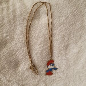 Vintage Papa Smurf Necklace 1980 80s The Smurfs Cartoon Animation Movie TV Prop
